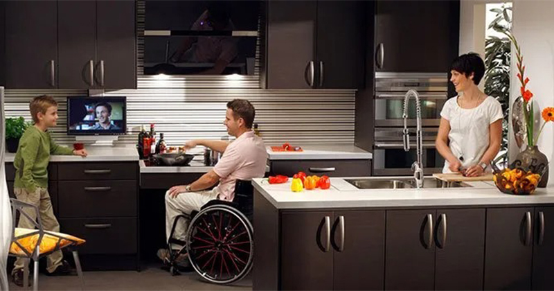 Show steps to make a kitchen accessible for elderly or disabled cooks
